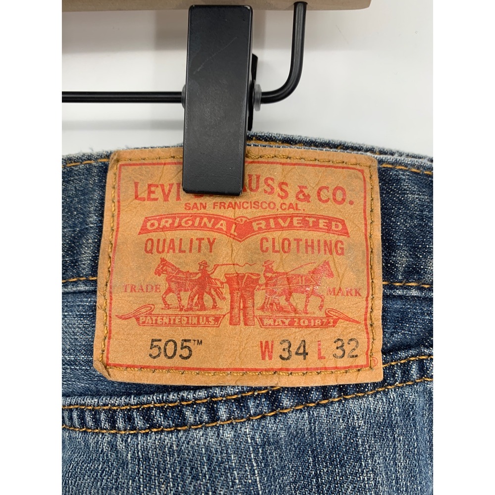 Vintage Levis 505 Jeans Mens 34x32 Blue Straight Leg Y2K Denim Pants - Picture 3 of 9